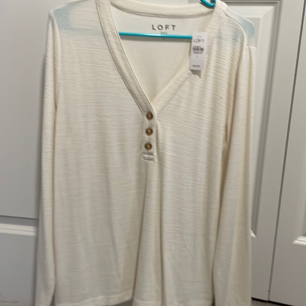 Loft cream tunic with buttons